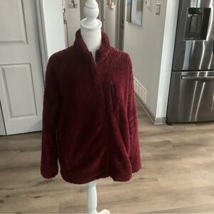 Lands' End Plush Half-Zip Pullover in Burgundy